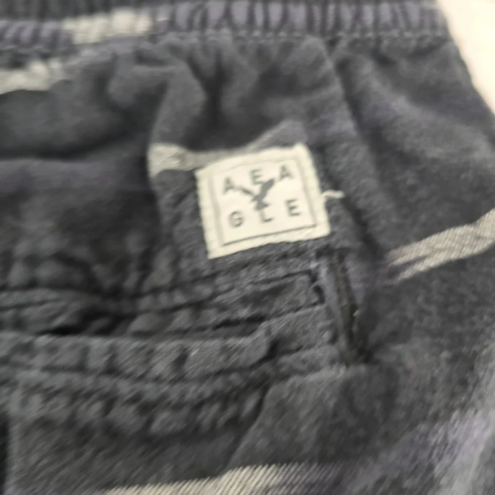 American Eagle Outfitters Mens XL Navy Blue Ikat Dash Cotton Lounge Shorts